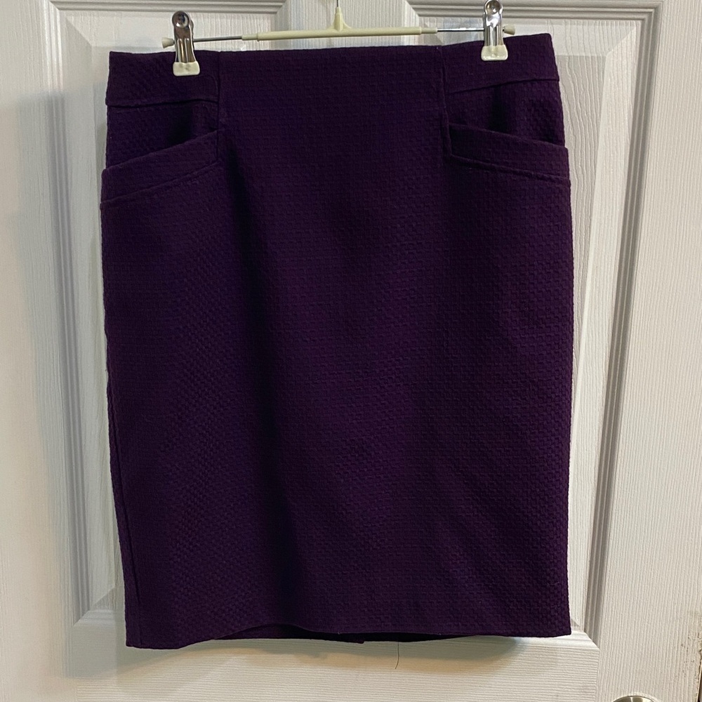 Jacob Deep Purple Waffle Knit A Line Pencil Skirt Women’s Size 8 Lined Fall
